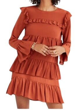 Madewell Silk Waterlily Ruffle Dress Lined Oversized Size 0 Item H2968 Boho